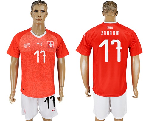 Switzerland #17 Zakaria Red Home Soccer Country Jersey - Click Image to Close